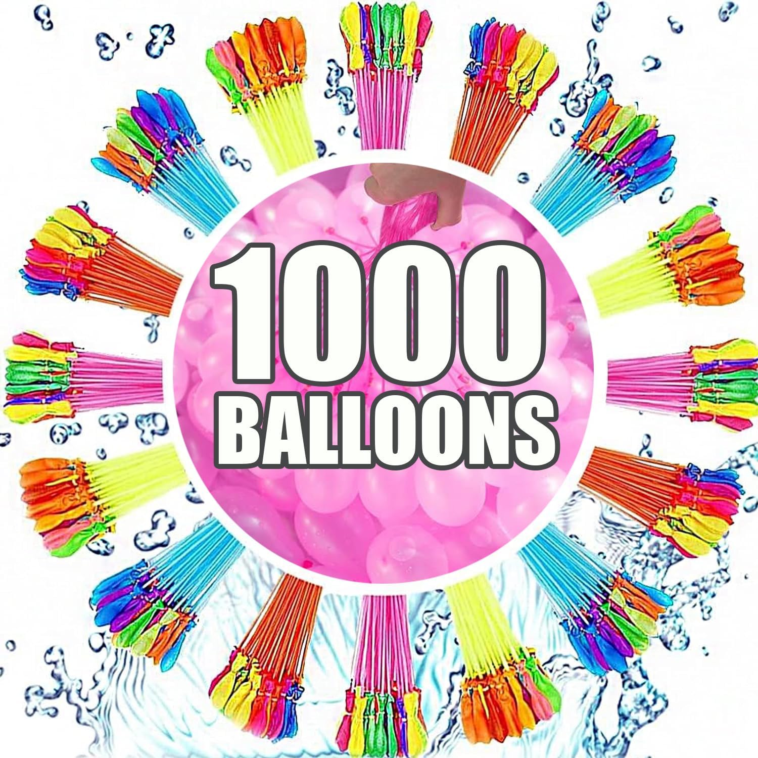 Water Balloons Quick Fill – 1000 Pack Summer Outdoor Party Toys for Kids Ages, Water Balloons for Garden Backyard Splash Pool Play, Cool Gifts for Boys Girls