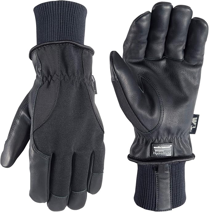 Men's HydraHyde Black Leather Palm Winter Work Gloves, XXLarge (Wells