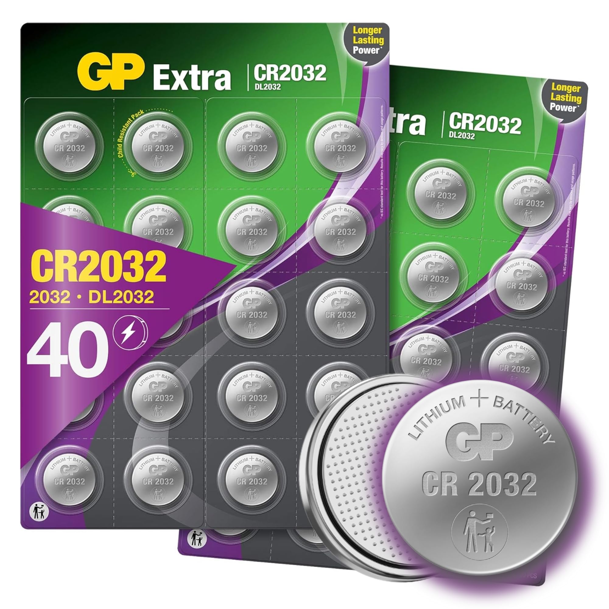 CR2032 Battery 3V Lithium – Pack of 40 – (CR 2032 / Batteries CR2032 / DL2032 / ECR2032/) Ideal for CMOS - Remotes – Head Torch - Tea Light Candles – Toys – Keyfob – Scales –– Led lights etc