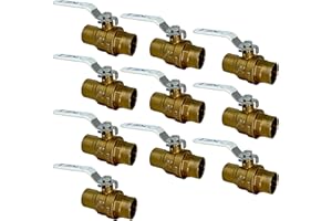 [10-Pack] PROCURU 3/4-Inch Sweat (CxC) Heavy Duty Brass Ball Valve, Full Port, 600 WOG, LF Certified Safe (3BC075-10P)