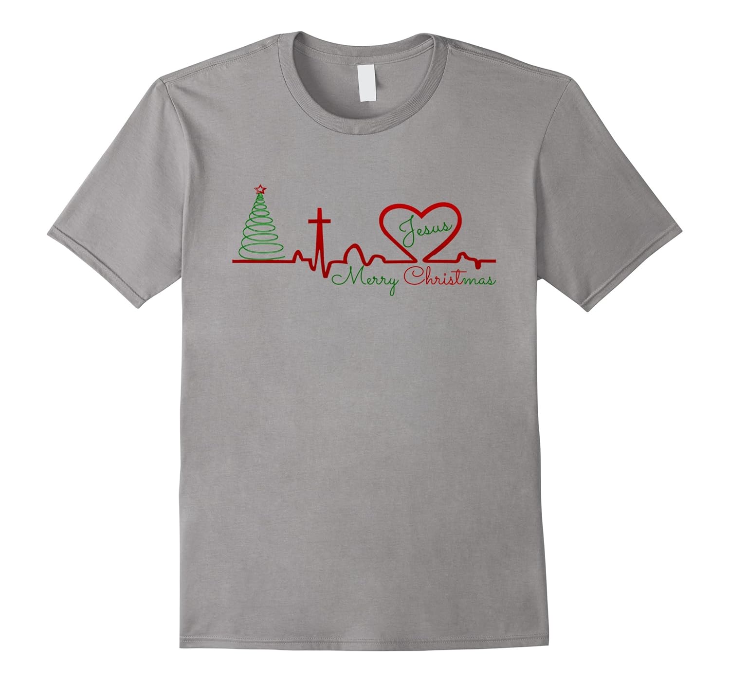 Christian Love Christmas Jesus Heartbeat Novelty T Shirt Top-ANZ