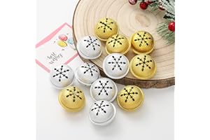 ToBeIT 30 Pieces Jingle Bells with Snowflake Cutout 1.6 Inch/ 40 mm Christmas Craft Bells for Festival Decorations (Silver & Gold)