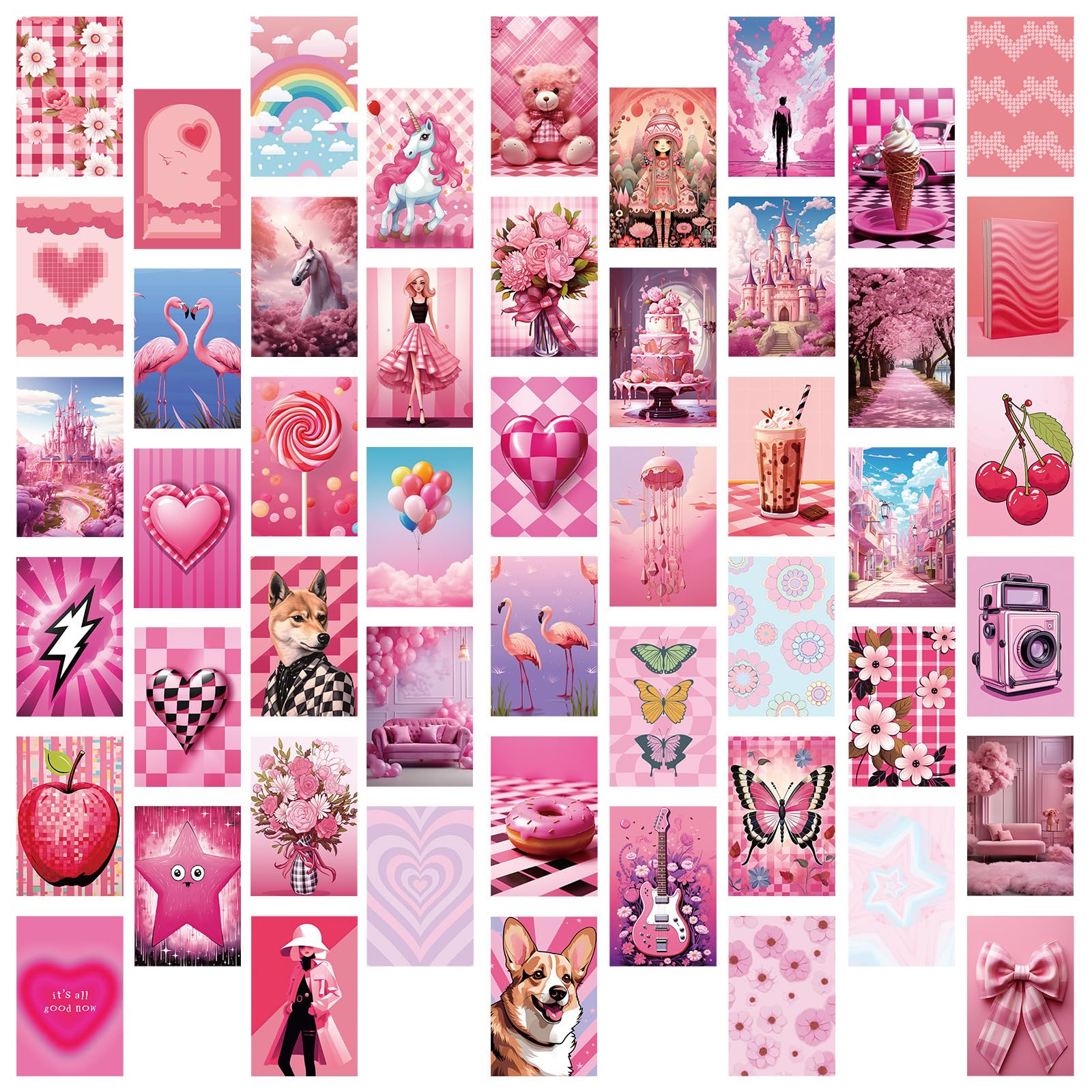 Bailinks 50Pcs Aesthetic Botanical Wall Collage Kit, Vintage Print Art Posters for Bedroom Decor, Wall Art Decor Pictures for Indie Dorm, Room Decoration, Ideal 4x6in Wall Collage Set Gift (STYLE4)