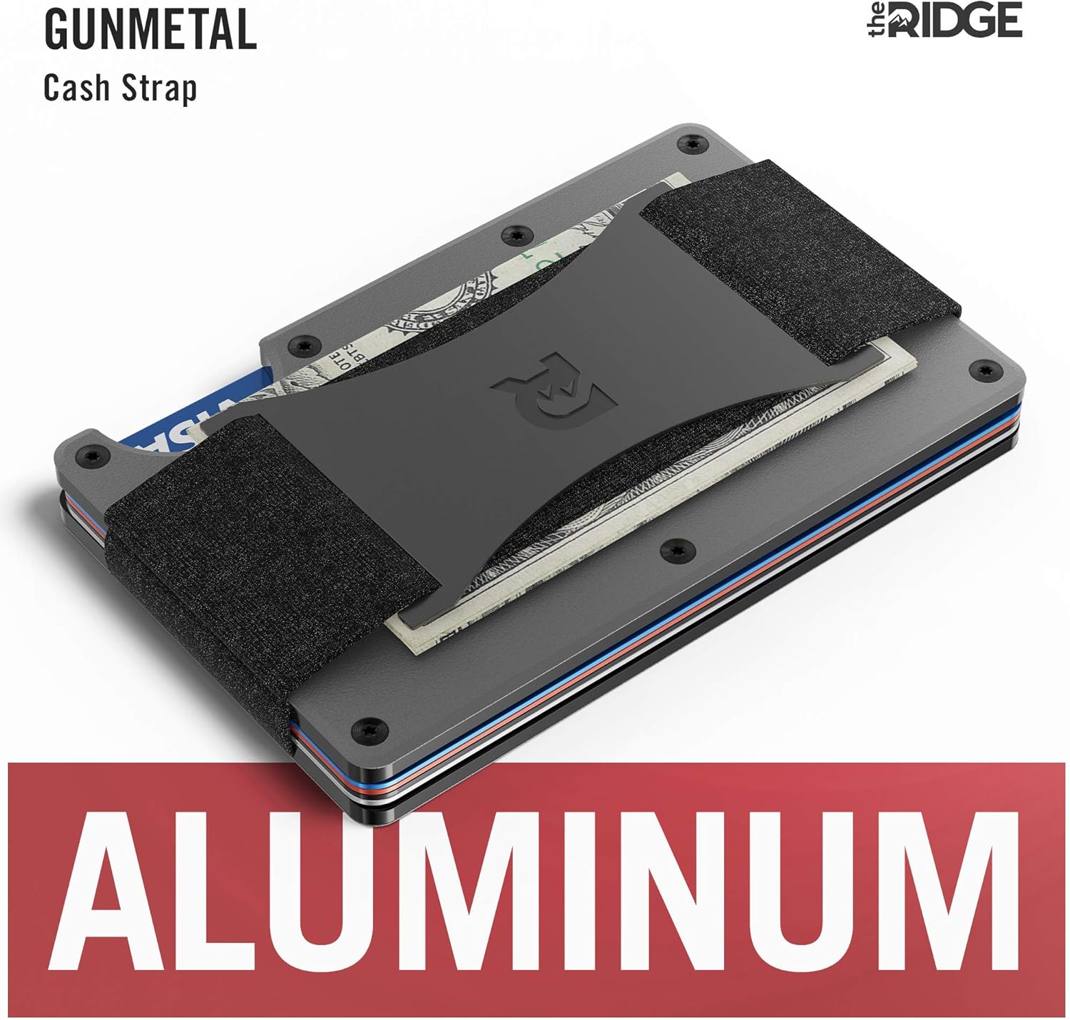 The Ridge Wallet Authentic | Minimalist Metal RFID Blocking Wallet with Cash Strap | Wallet for Men | RFID Minimalist Wallet, Slim Wallet (Gunmetal): Clothing