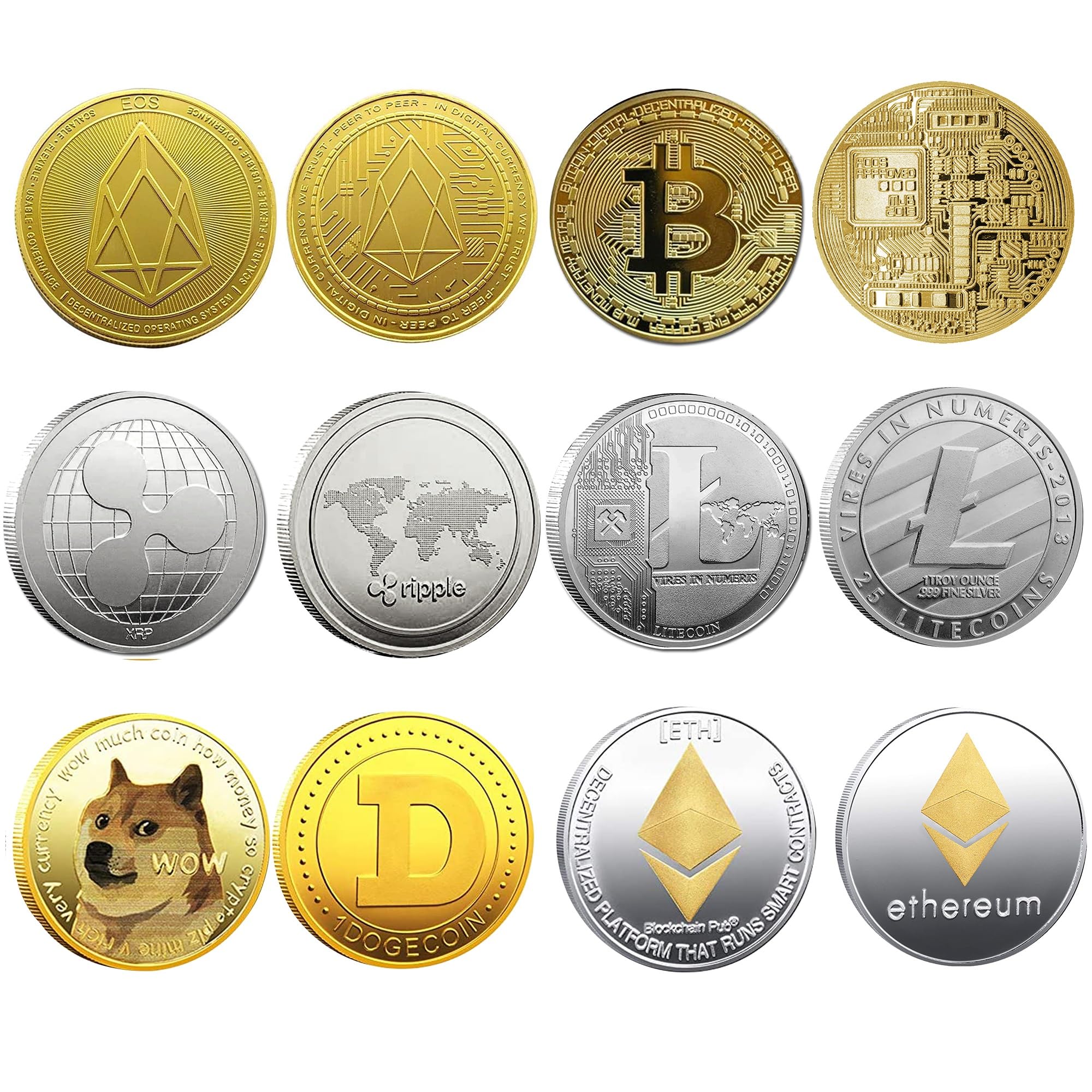 Mua Krisler Bitcoin Coin Collector Gift Set: Cryptocurrency (Bitcoin,  Ethereum, Litecoin, Ripple, EOS, Dogecoin), Gold, Silver (Pack of 6, 40 mm  Diameter, 10.8 g Metal Weight, Very Well Rated) trên Amazon Đức