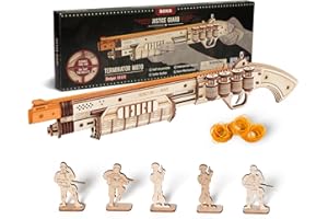 ROKR 3D Wooden Puzzle Rubber Band Guns for Adults,Toy Shotgun Model Building Kits for Adults to Build,Toy Guns for Kids 12-14,Challenge Wood Crafts Puzzles,Cool Toys Hobbies for Men Women