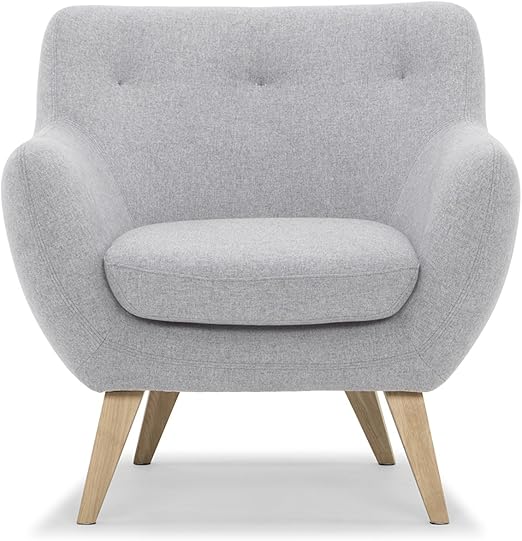 Scandinavian Design Oscar Fauteuil Tissu Gris Clair 82 X 79 X 80 Cm
