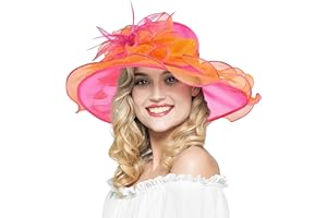 YIDINGCO 2025 Derby Hat, Classy Sun Hat for Women Ladies, Organza Feather Kentucky Fascinator for Tea Party Church UV Protection