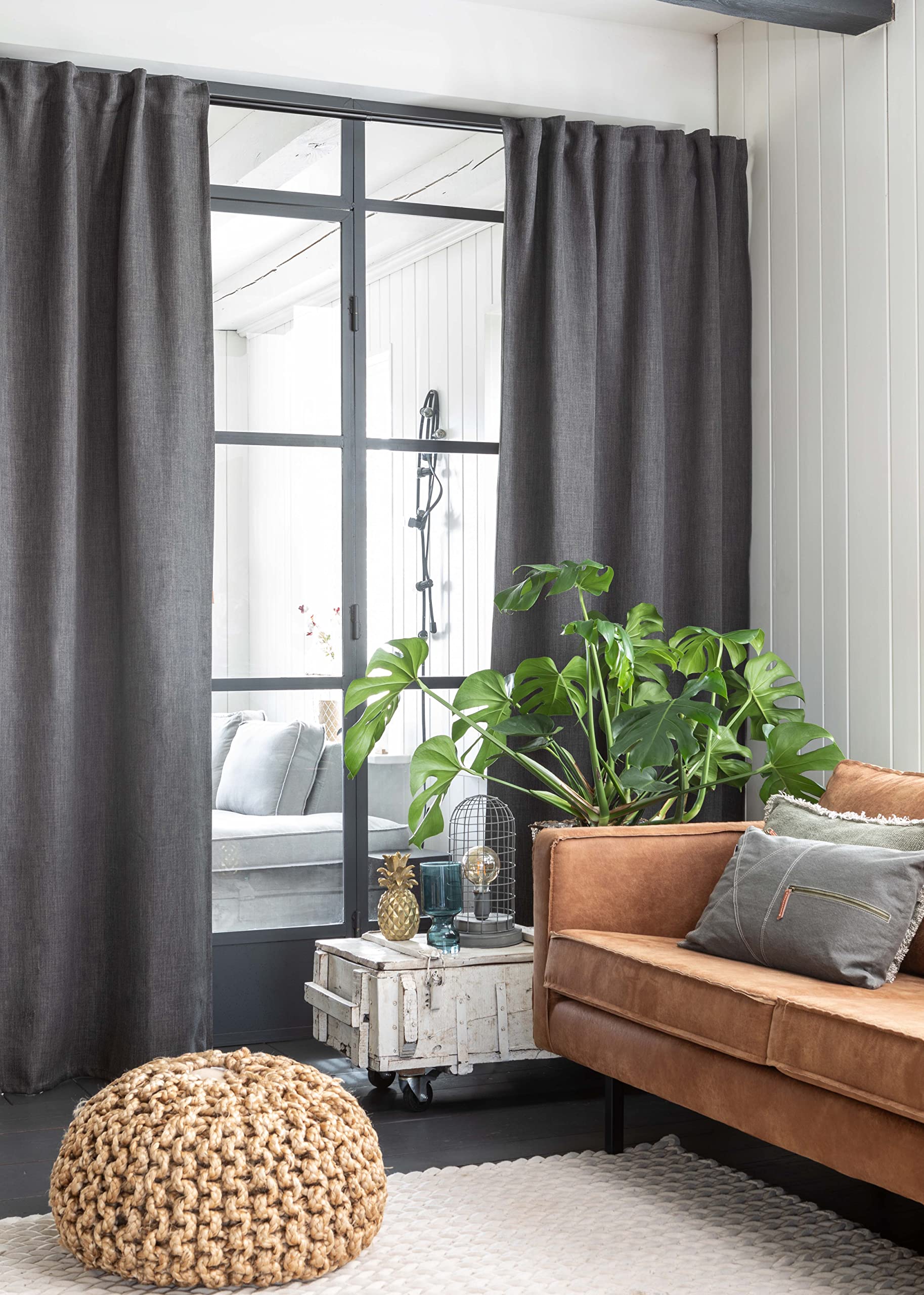 Elbersdrucke Monza 17 201418 Curtain with Concealed Loops Dark Grey Blackout Thermal Insulating 255 x 135 cm Curtain for Living Room Bedroom Kitchen Hallway Children's Room Energy Saving