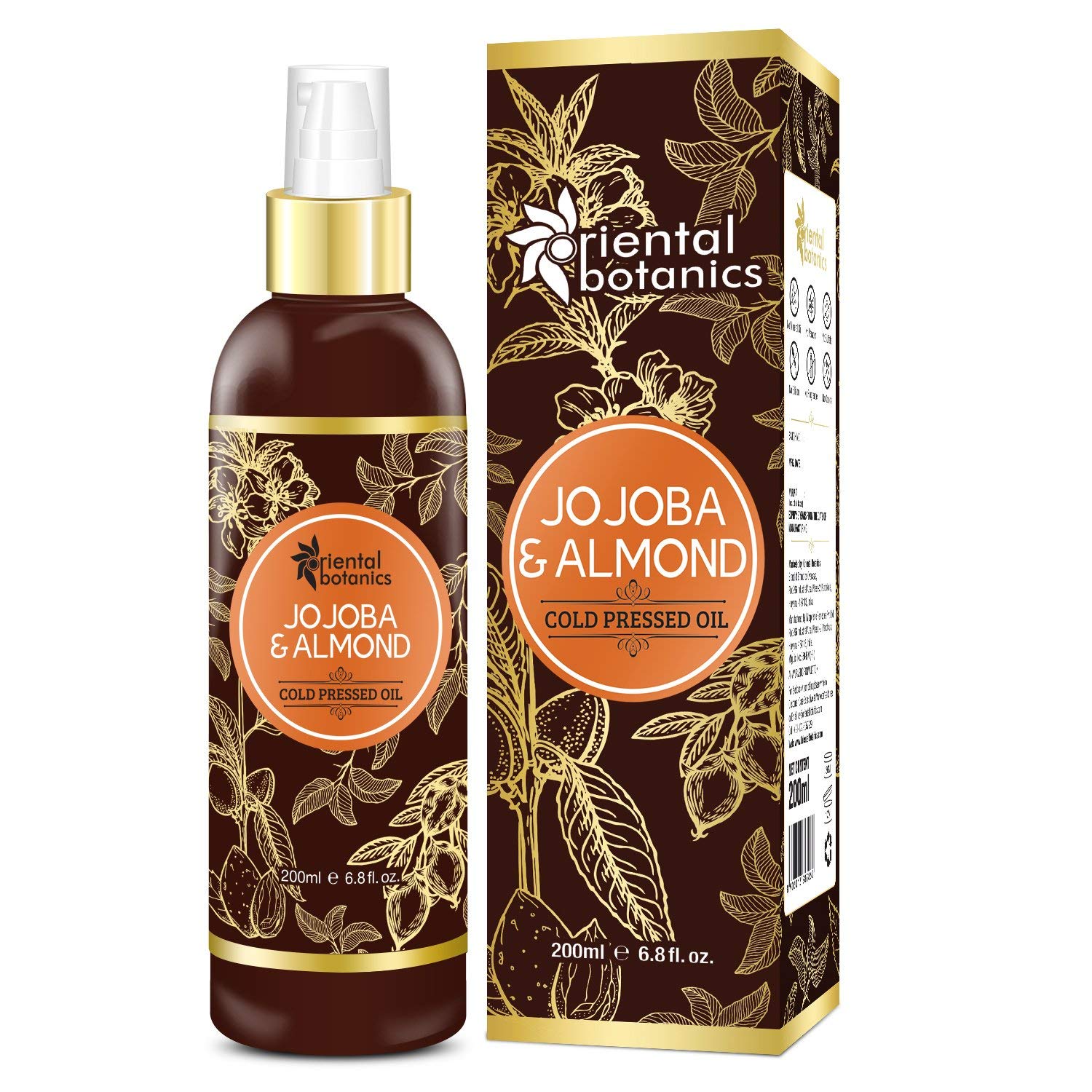 Jojoba & Sweet Almond Oil For Hair & Skin - 200ml (No Mineral Oil, Silicon or Paraben)