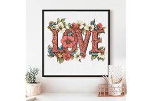Love Letter Cross Stitch Kits - Cute Flowers Series | Beginner DIY Embroidery Kit with 11CT Fabric & Vibrant Threads | DIY Mi