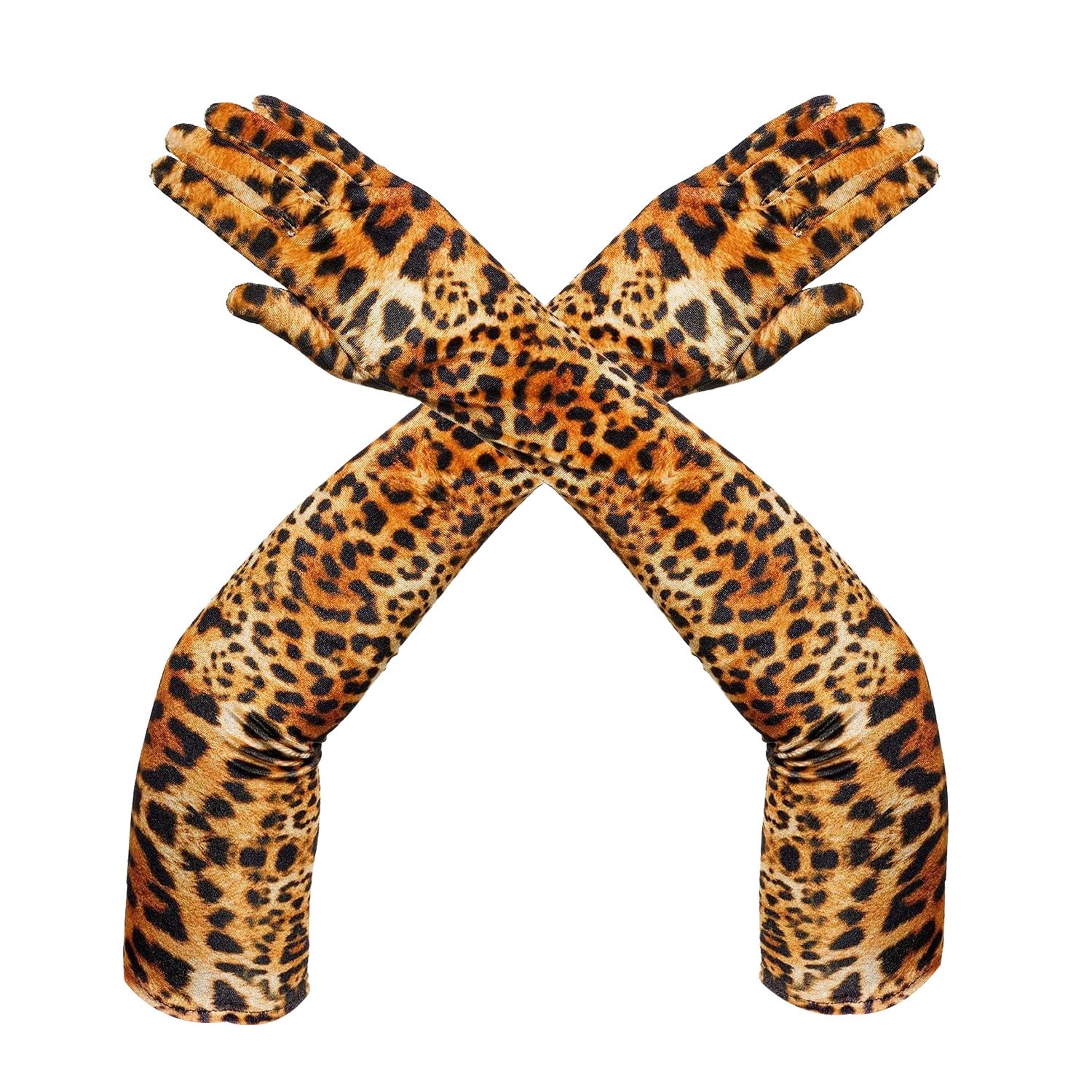 Miaija Leopard Gloves Elbow Length Party Velvet Gloves Halloween Costume Fancy Dress Gloves Accessories for Women Cosplay Costume