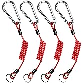 4Pcs Trailer Breakaway Cable, Brake Cable, Stainless Steel Emergency Coiled Wire, Heavy Duty Steel RV Essentials Extend to 4ft Coiled Safety Cables Strap for RV, Camper, Trailer