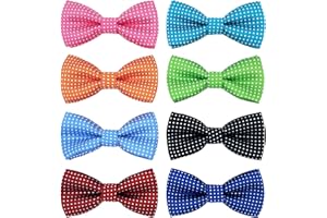 PET SHOW 8 Colors Dot Small Dogs Collar Embellishment Attachment Bow Ties Puppies Cats Collar Charms Accessories Slides Bowties for Birthday Wedding Parties Assorted Pack of 8