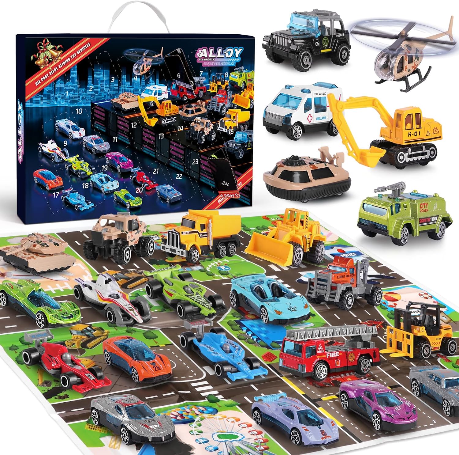 Advent Calendars - 2023 Advent Calendar Kids 24pcs Play Vehicles for Boys, Christmas Gifts 24 Days Christmas Countdown Calendar for 3 4 5-7 8-12 Boys and Girls