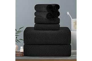 KEBURY 8-Piece Black Bath Towels Set,2 Oversized Large Bath Towels Sheet,2 Hand Towels and 4 Washcloths - 600 GSM Soft Luxury Towel Set,Highly Absorbent Quick Dry Towel Collection for Bathroom,Hotel and Spa