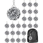 Remuuly Cheer Pom Pom Keychain Cheerleader Gifts Cheerleading Keyring Charm Foil with Keychain Hooks for Women Accessories