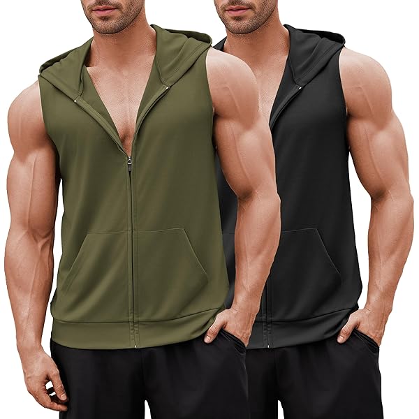 Amazon.com: Men's Sleeveless Hoodie with Mask Casual Workout