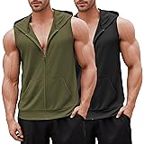 COOFANDY Cutoff Gym Shirt Mens Training Hooded Tank