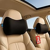 PRIMART 2 Pack Car Neck Pillow, 100% Memory Foam Car Headrest Pillow for Neck Support, Breathable Removable Cover & Adjustable Strap, Ergonomic Design for Driving Comfort, Neck Pain Relief, Travel