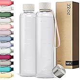 KIVY Slim Water Bottle 32oz [Lightweight & Shatterproof Tritan] Fits Backpack & Cupholder for Travel, Sports, School, Gym - Clear water bottle with measurements - Transparent Beige - Dishwasher Safe