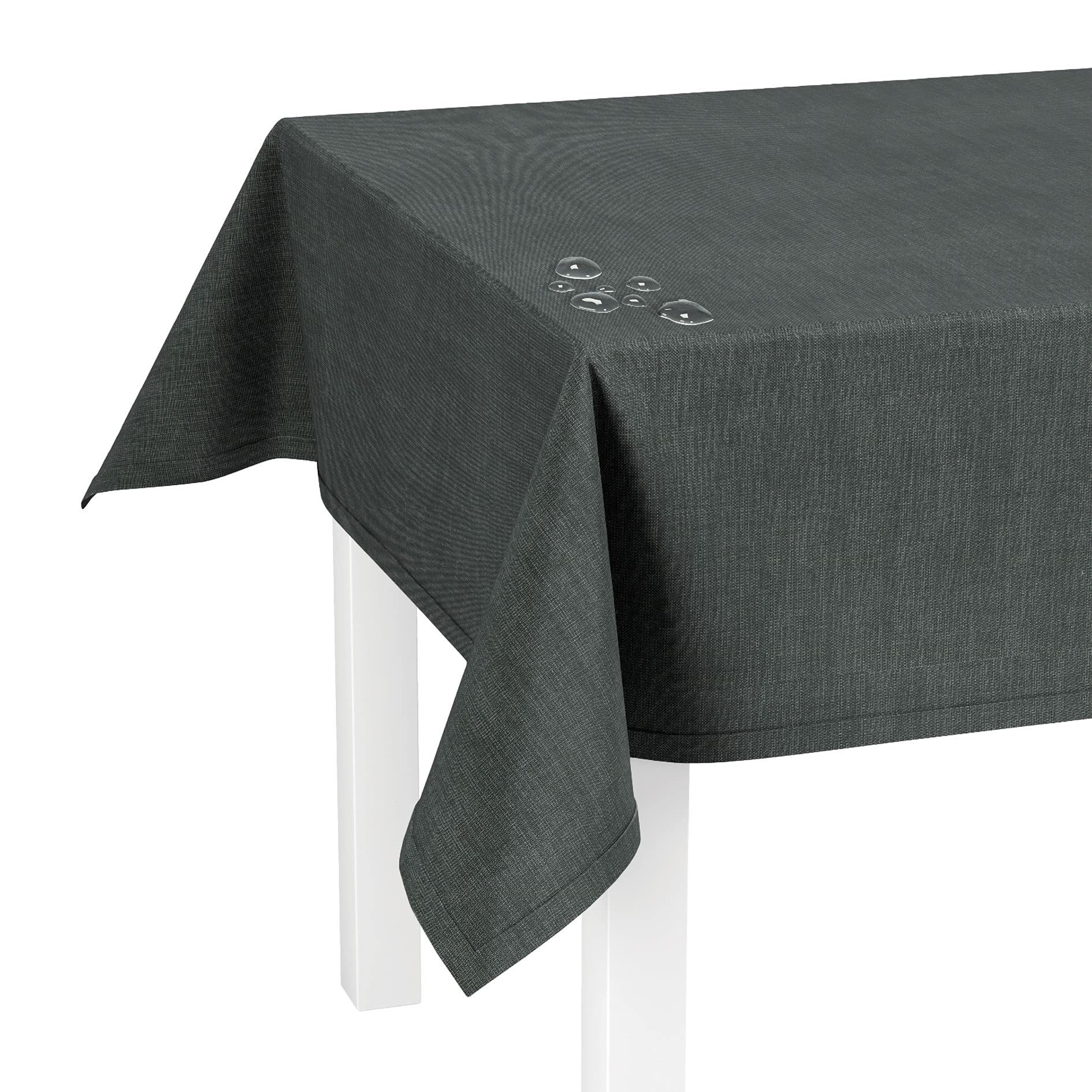 LILENO HOME Washable Tablecloth [140 x 280 cm] in Petrol - Hemmed Polypropylene Fabric Tablecloth Waterproof with Stain Protection