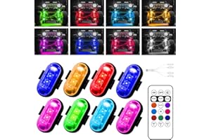 FURLERKAM Wireless LED Lights for Car, Wireless Rock Lights with 8 Colors 10 Modes,led Strobe Warning Light, Motorcycles, Boats, Camping, Bikes, Drones，Design in USA (8pcs Black)