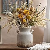 Quoowiit Ceramic Rustic Farmhouse Vase, Distressed Decorative Flower Vase for Home Decor, Ideal Shelf Decor, White Boho Vase for Living Room Bedroom Kitchen Office Decor Centerpiece Table Decorations