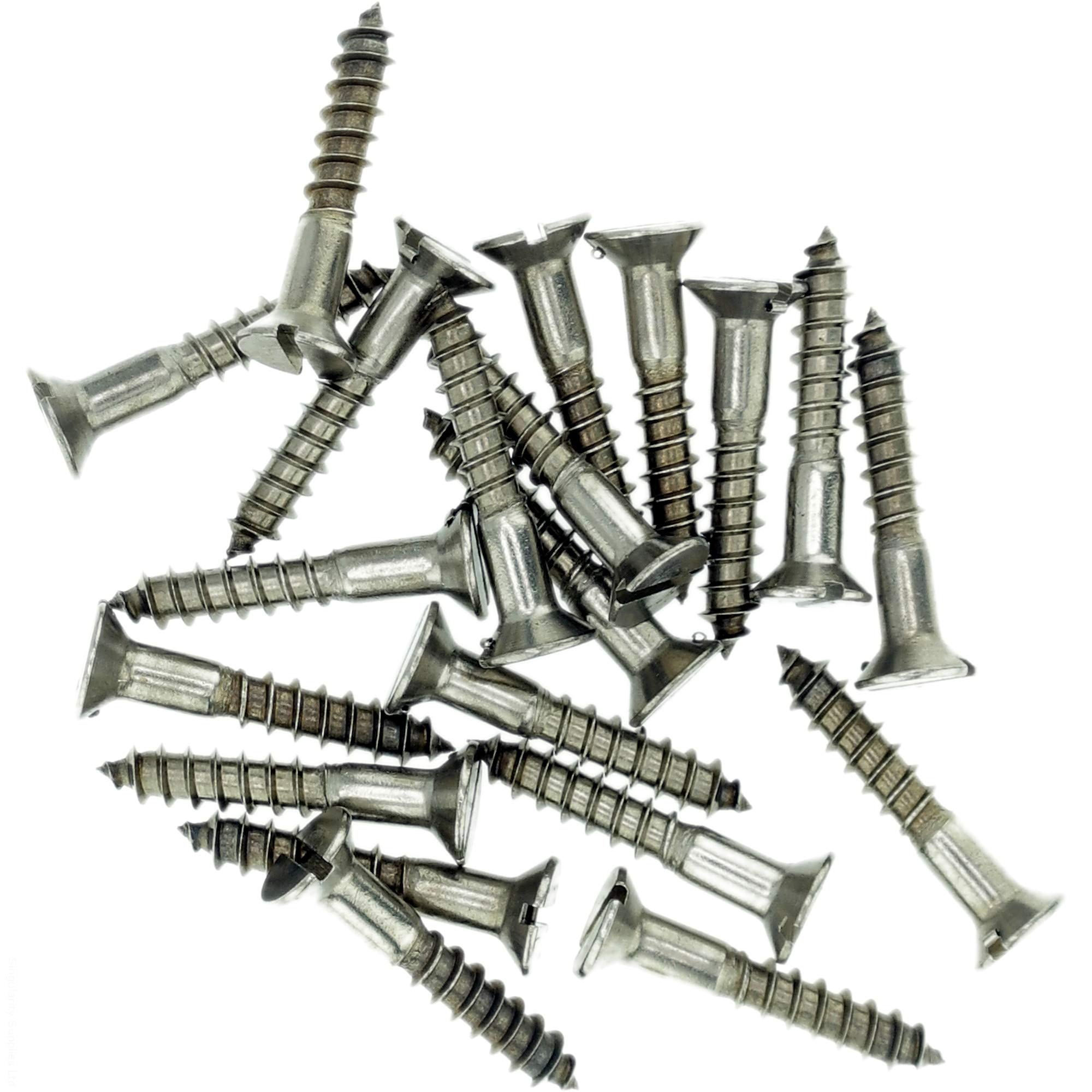 No.4 x 1.58 (3.0mm x 40mm) Slot Countersunk Wood Screw - Stainless Steel (A2) (Pack of 20)