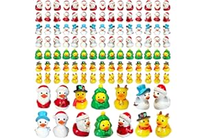 DASHUAIGE 56 PCS Tiny Ducks Mini Resin Christmas Ducks Miniature Colorful Figures Ornament for Xmas, Craft, Dollhouse, Slime, Home Decorations (Christmas 1)