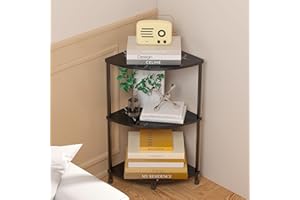Greatseas Book Shelf Small Corner Shelf, 3 Tier Corner Bookshelf Display Shelf for Living Room Decor, 23.2" Standing Shelf Bookcase Organizer, Black Storage Shelves for Bedroom, Bathroom, Small Space