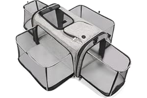 Walkpet Cat Dog Carrier with 4 Doors - Airline Approved Expandable Soft-Sided Pet Carrier, 4 Sides Expandable Cat Carrier with Fleece Pad, for Cats, Dogs, Puppies and Small Animals