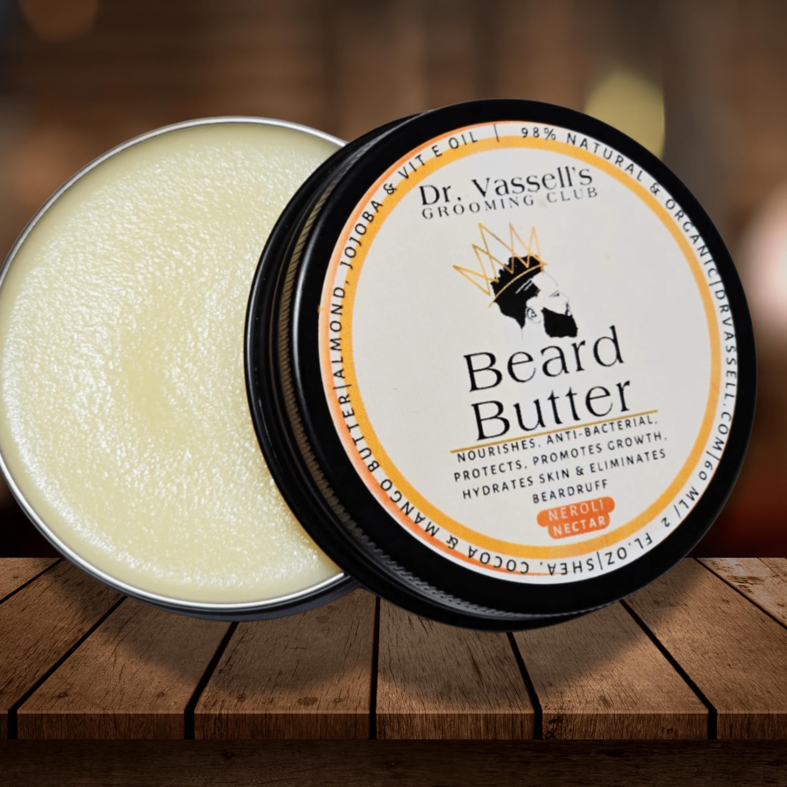 Dr. Vassell's Premium Neroli Nectar Beard Butter - Over 98% Natural - Nourishes, Promotes Growth, Hydrates & Eliminates Beardruff