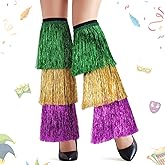 JenPen Mardi Gras Leg Warmer Covers Tassel Mardi Gras Outfit for Women Purple Gold Green Accessories Costume for Masquerade