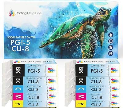 Printing Pleasure 10 PGI-5 CLI-8 Ink Cartridges for Canon Pixma MP Series iP