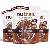 NuTrail Nut Granola Cereal, Dark Chocolate, No Sugar Added, Keto, Low Carb, Gluten Free, Grain Free, Healthy Breakfast 8 oz. 3 Count