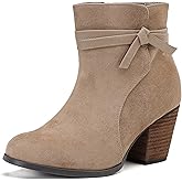 Luoika Women's Wide Width Ankle Boots, Chunky Heel Side Zipper Extra Wide Short Booties.