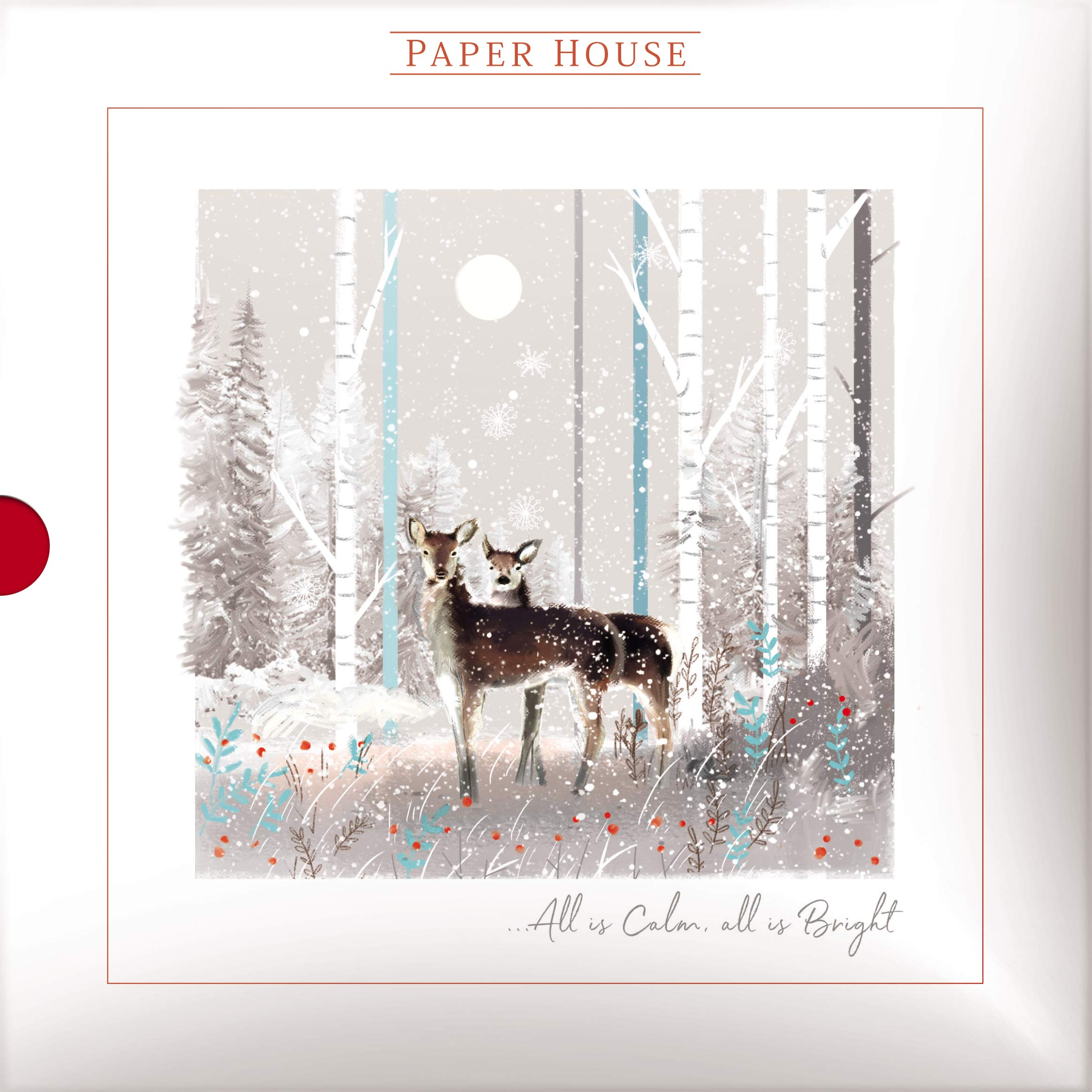Box of 16 Deer & Sheep in The Snowy Clearing Art Christmas Cards Boxed Xmas XBA0038