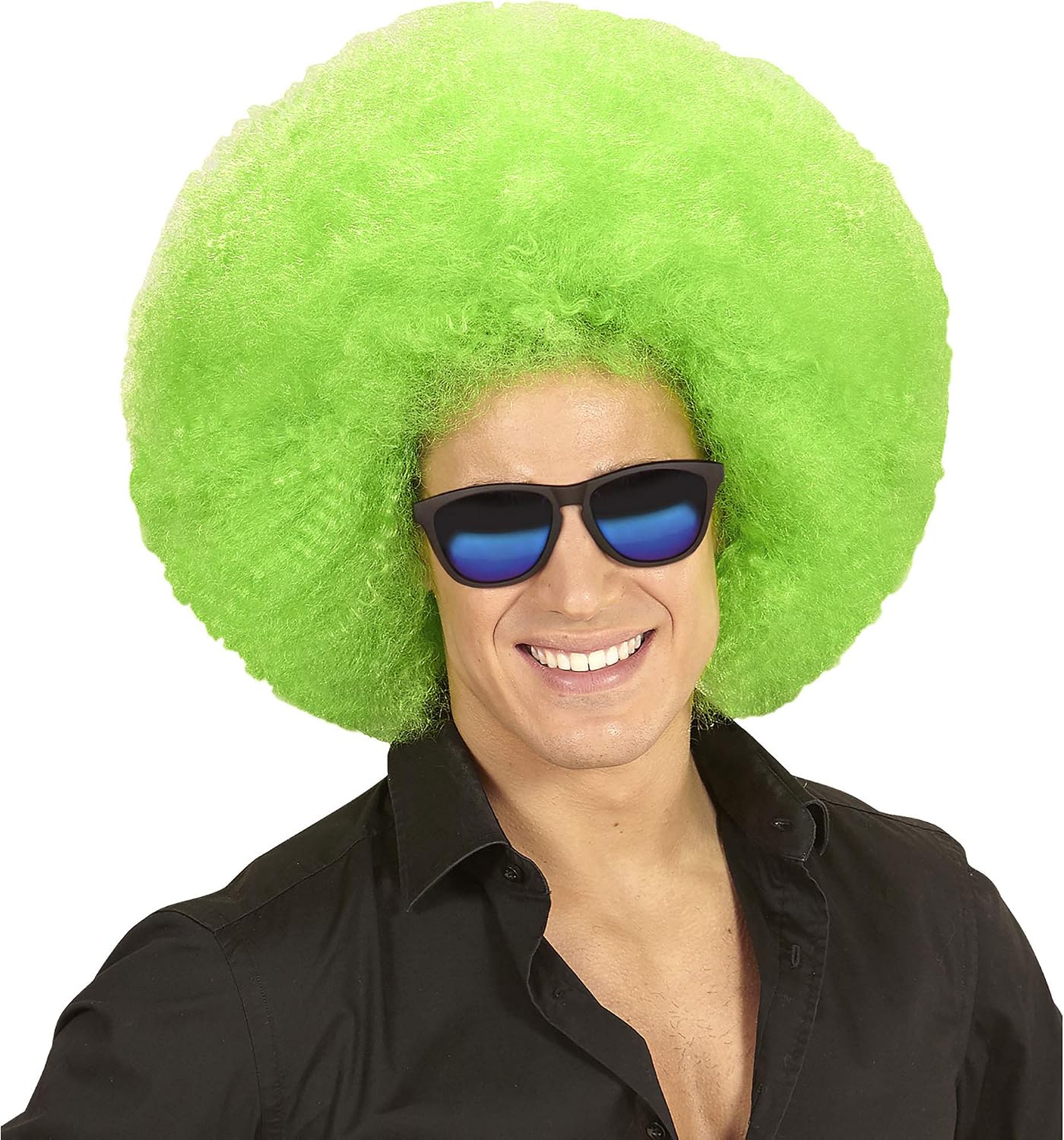 Widmann Afro Wig, One Size, Green, 34 cm - Image 4