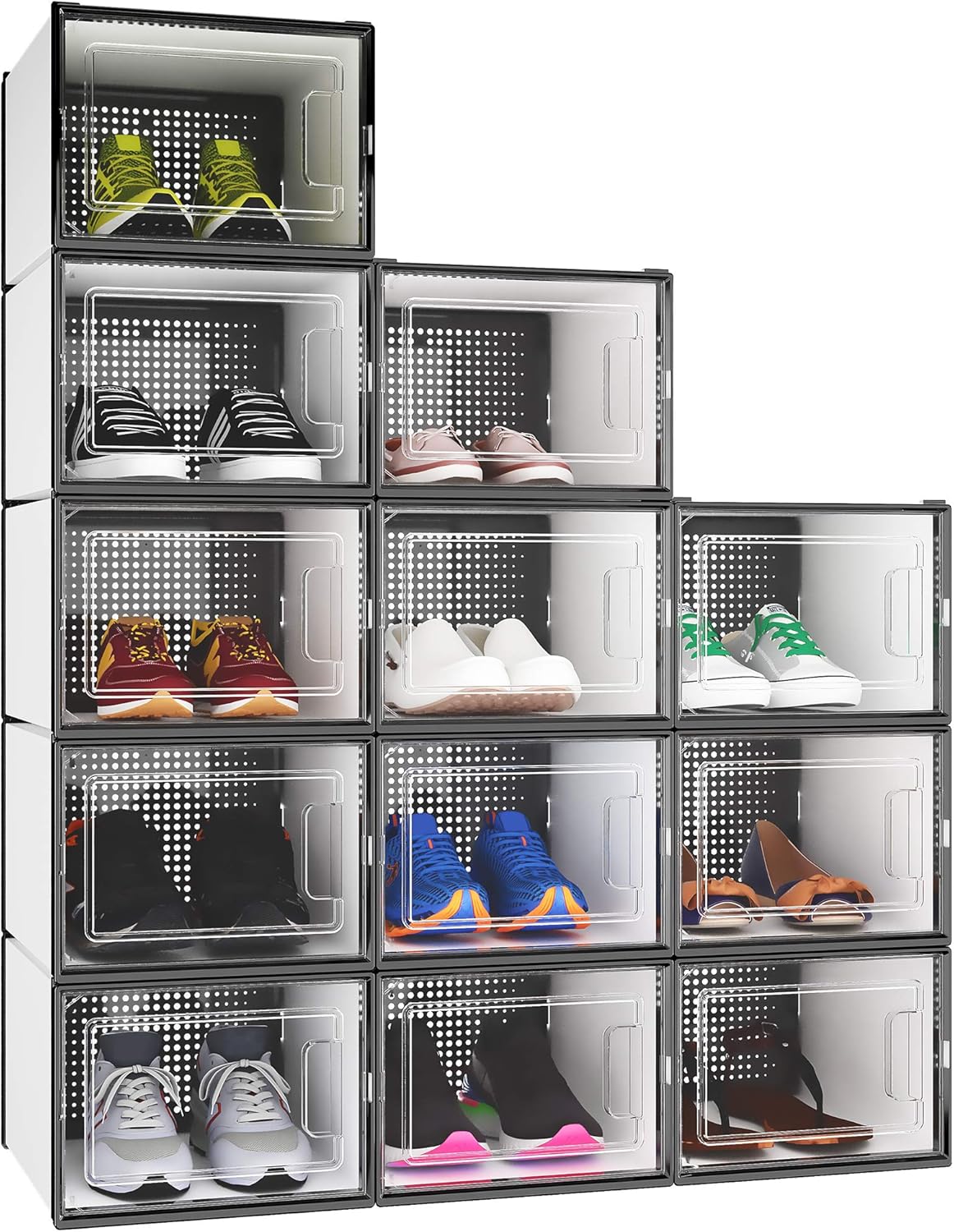 enclosed shoe rack for garage on Amazon Com Yitahome Xl Shoe Box Set Of 12 Shoe Storage Organizers Stackable Shoe Storage Box Rack Containers Drawers X Large Size Home Improvement