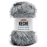 Eyelash Fun Fur Yarn - Premium Soft Crochet Yarn DIY Hand Knitting 100% Polyester 175 Yds 3.53 Oz - Dark Grey