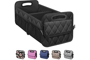 Olosar Collapsible Car Trunk Organizer with Reinforced Handles, Storage with 6 Pockets, Car Accessories for Women/Man (Medium, Black)