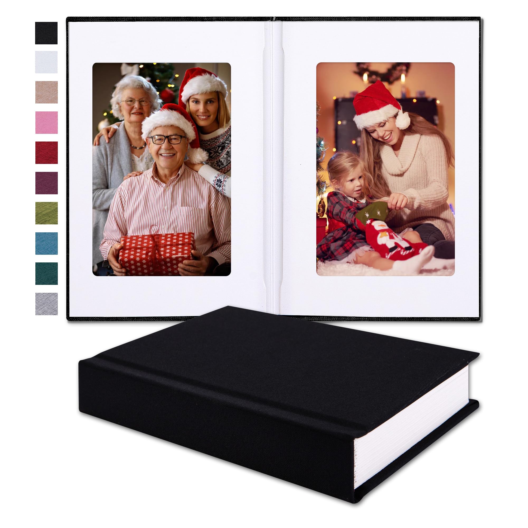 Pssoss Small 4x6 Photo Album with Writing Space Holds 20 Photos Ideal for Wedding Theme-Album and Baby Photo Album (Black)