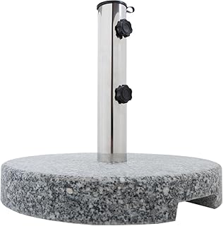 Anaterra Sonnenschirmständer, Schirmständer für Garten oder Balkon, aus Granit und Edelstahl, 20 kg, rund, mit Griffmulden