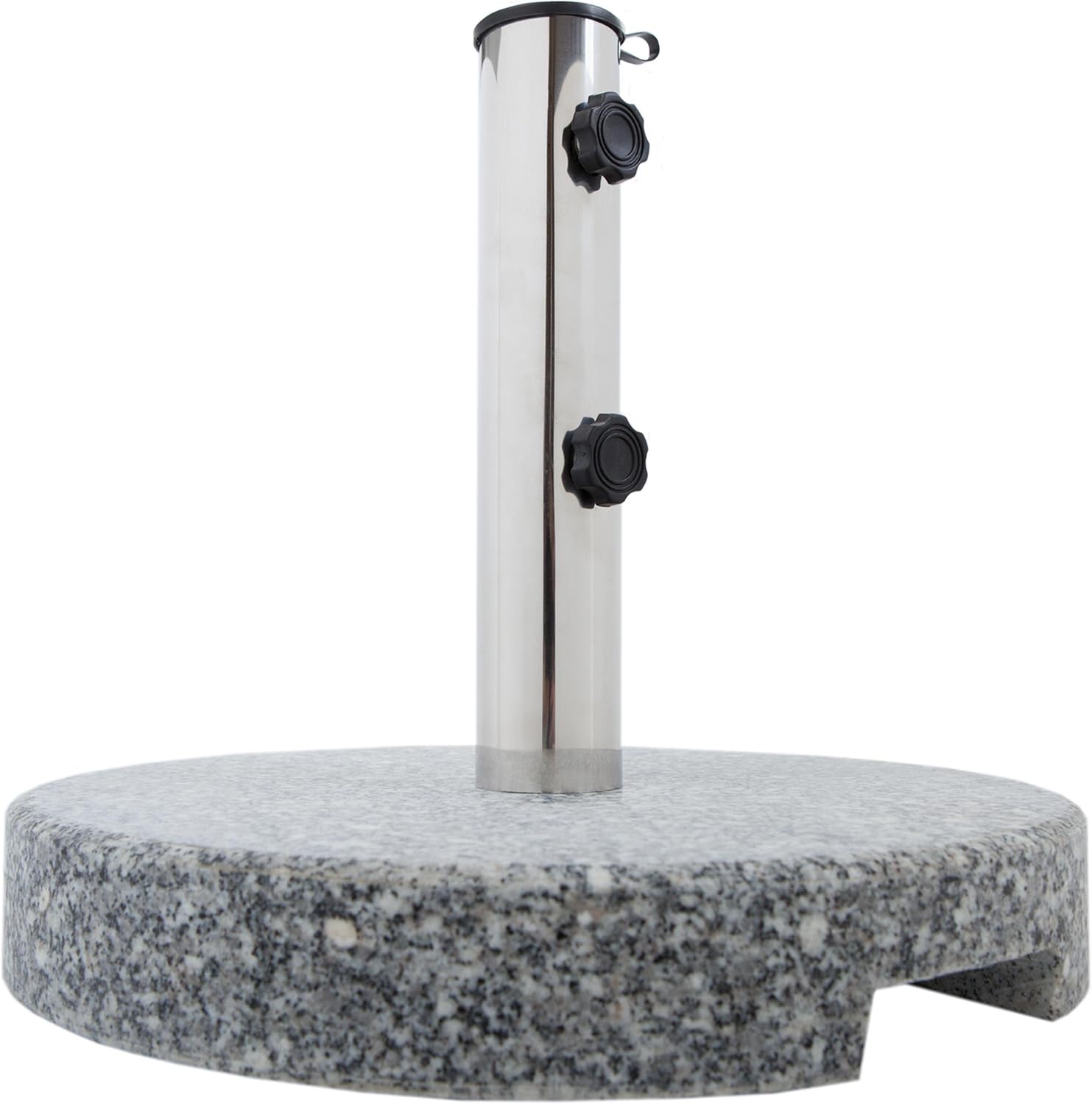 Anaterra Sonnenschirmständer, Schirmständer für Garten oder Balkon, aus Granit und Edelstahl, 20 kg, rund, mit Griffmulden