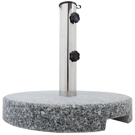 Anaterra Sonnenschirmständer, Schirmständer für Garten oder Balkon, aus Granit und Edelstahl, 20 kg, rund, mit Griffmulden