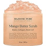 Majestic Pure Mango Butter Body Scrub with Biotin, Collagen and Stem Cell, Exfoliating Salt Scrub to Exfoliate & Moisturize S