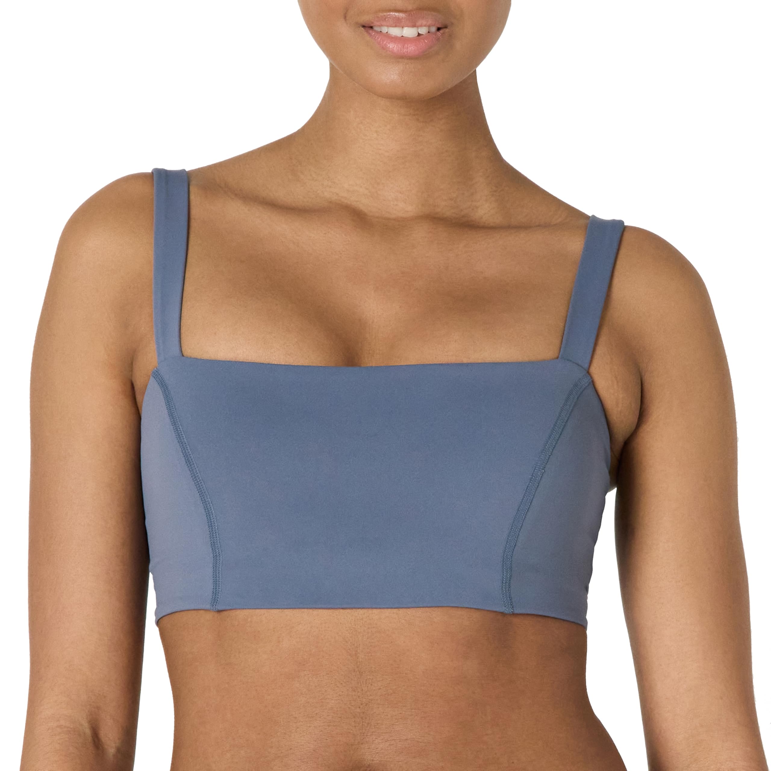 Photo 1 of Amazon Essentials Women's Active FormFlex Buttery Soft Light Support Bandeau Sports Bra with Adjustable Straps, Slate Grey, XX-Large