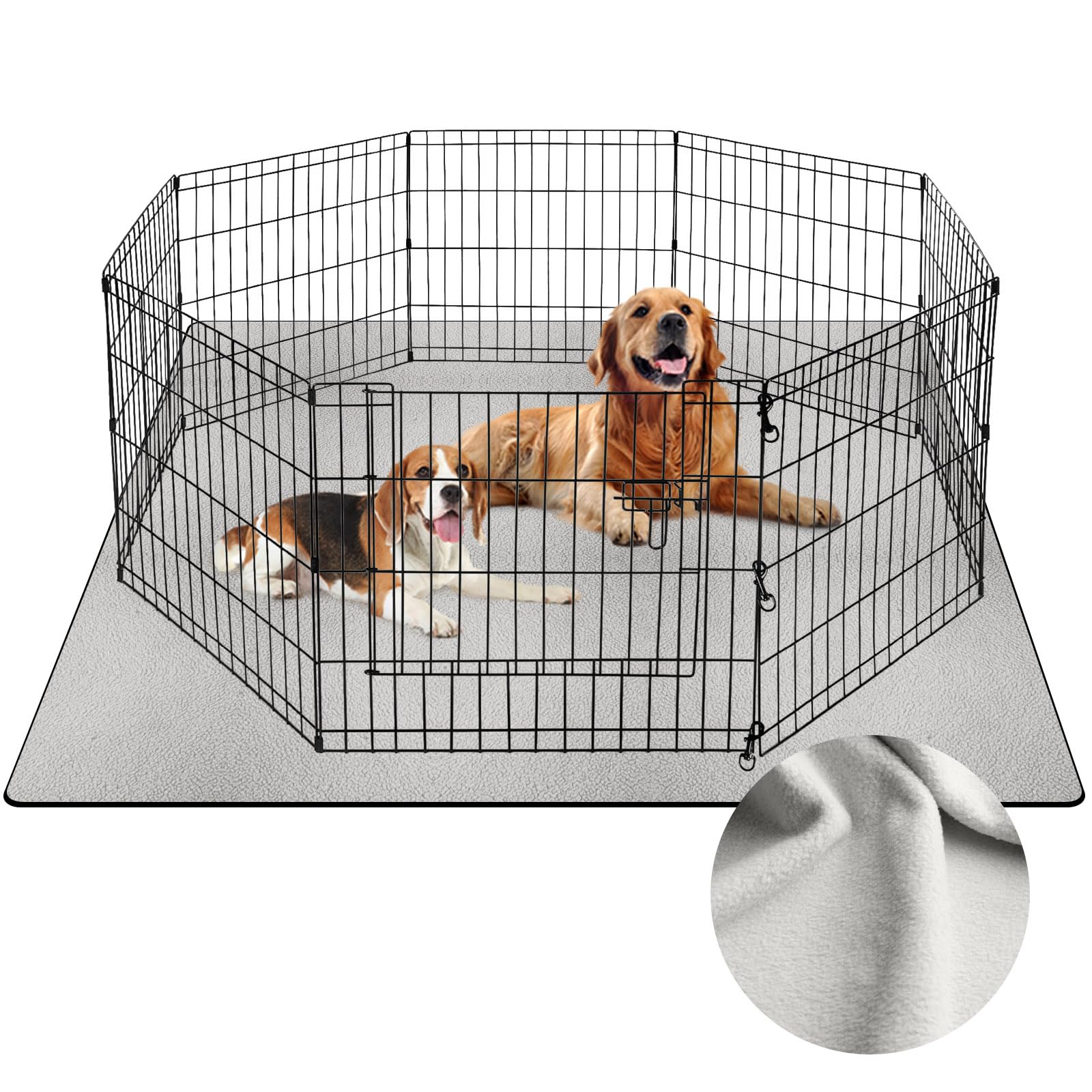 Barpor 165cm x 122cm Washable Pee Pads for Dogs Light Grey Thick Reusable Puppy Pads Strong Absorbing Leak-Proof Dog Whelping Mats Chew-Proof Non-Slip Dog Playpen Pads