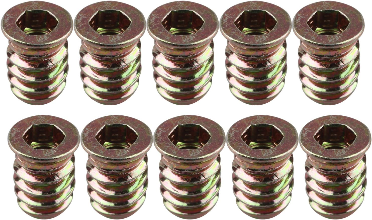 30 écrous Inserts M6x10mm Zingués Pour Bois - Filetage Hexagonal